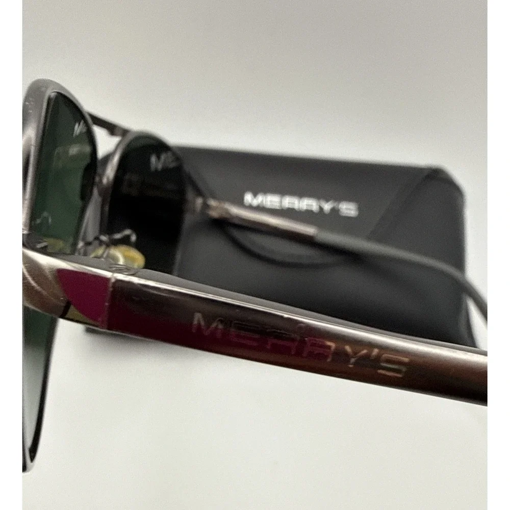 MERRY'S BLACK Aviator S'8513 61 -14-132 Sunglasses-ITALY- Includes case & cloth